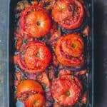 Baked Stuffed Tomatoes with Rice, Ground Beef, and Fresh Herbs