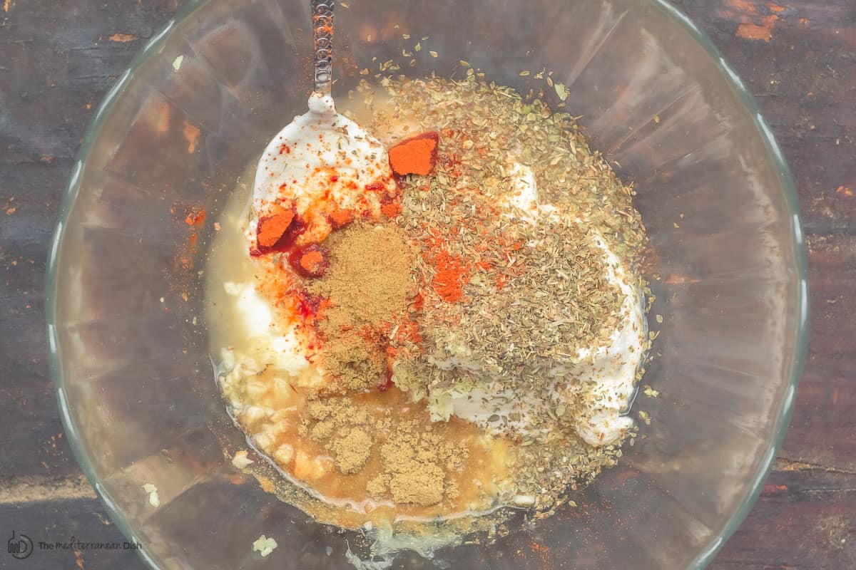 Chicken gyro marinade spice mix in a bowl