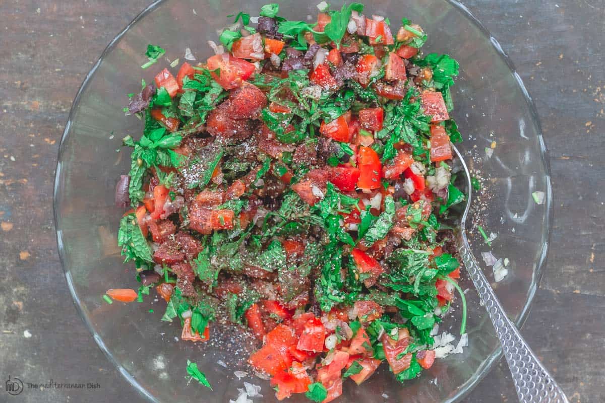 Ingredients for homemade salsa chopped in a bowl