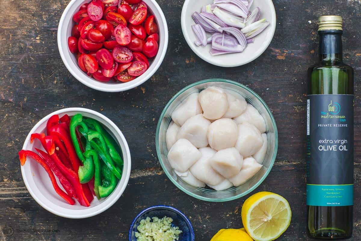 Ingredients for scallops recipe