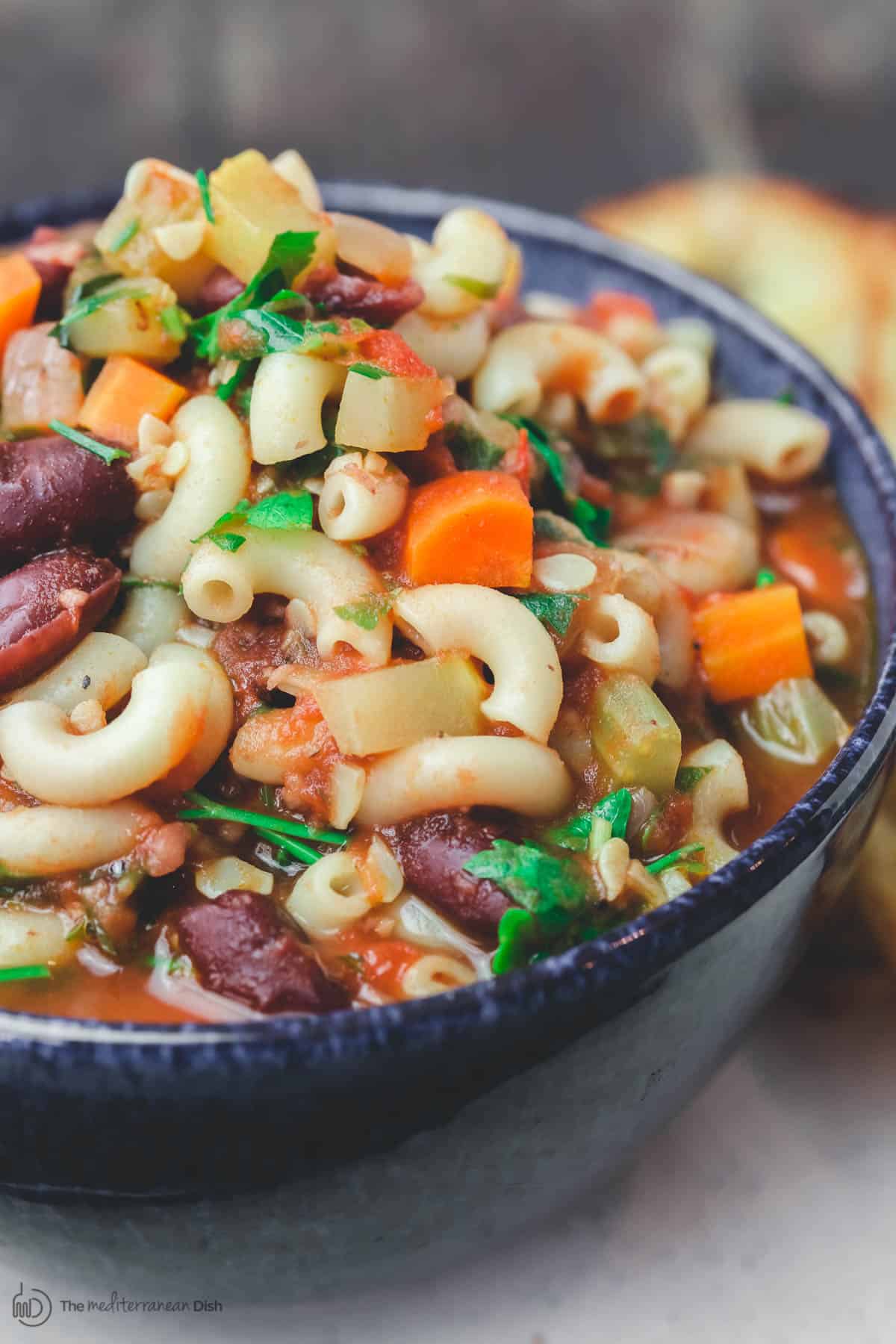 Minestrone soup recipe served in a bowl