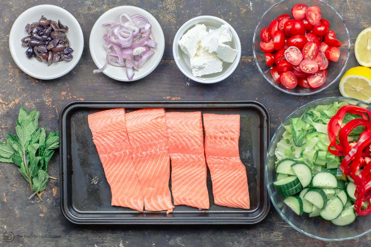 Ingredients for salmon salad