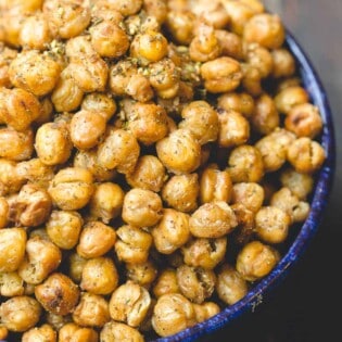 Crunchy roasted chickpeas seasoned with za'atar and harissa