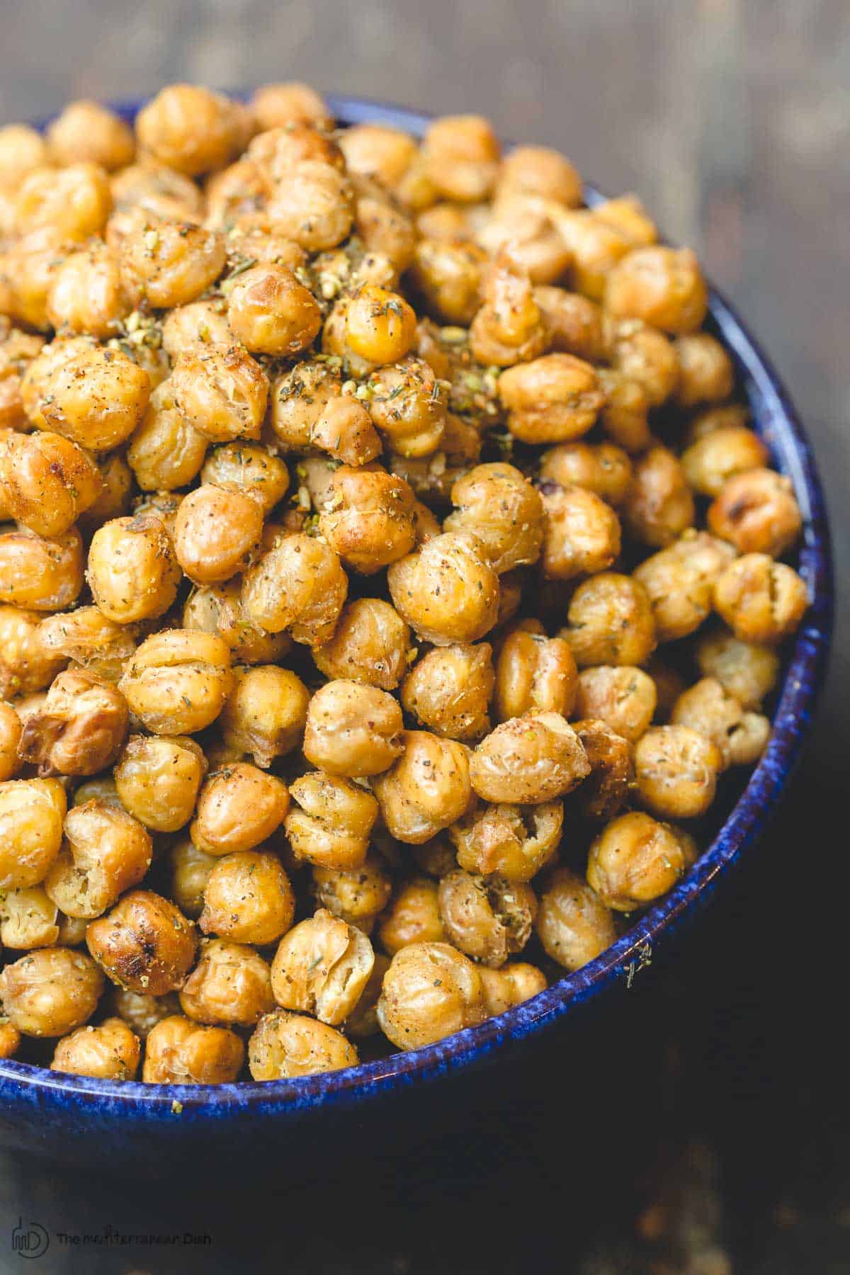 Crunchy roasted chickpeas seasoned with za'atar and harissa