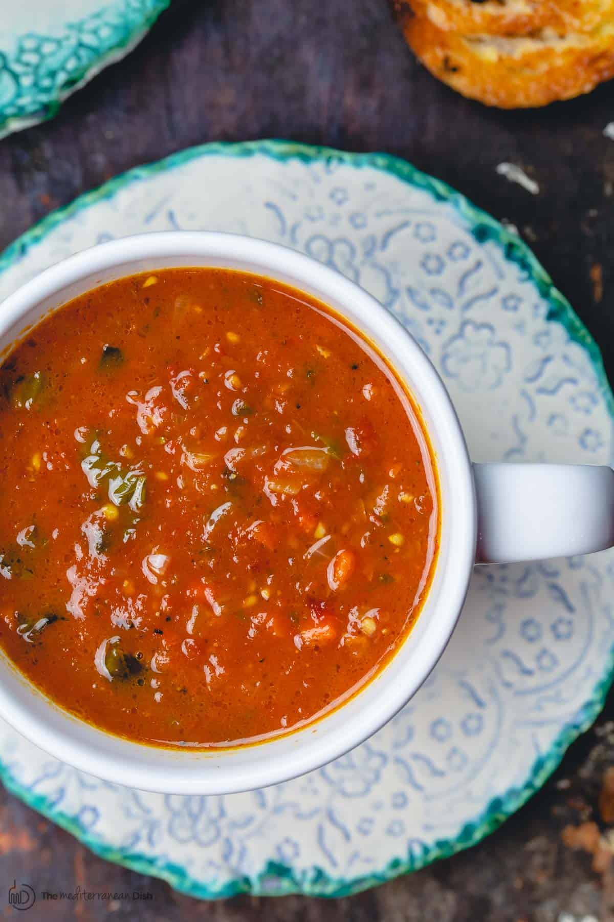 Fresh Tomato Basil Soup with Feta