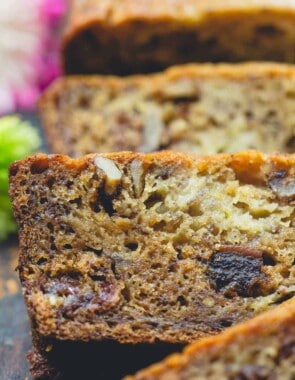 Slices of banana walnut bread