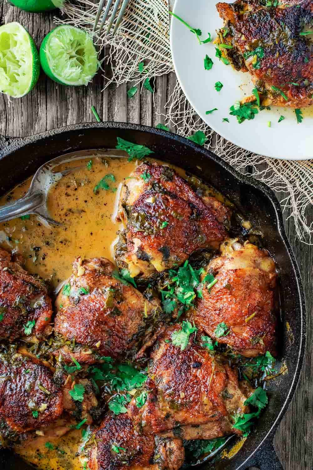 Cilantro lime chicken in skillet