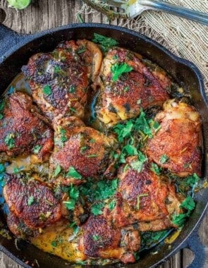 Cilantro lime chicken in cast iron skillet