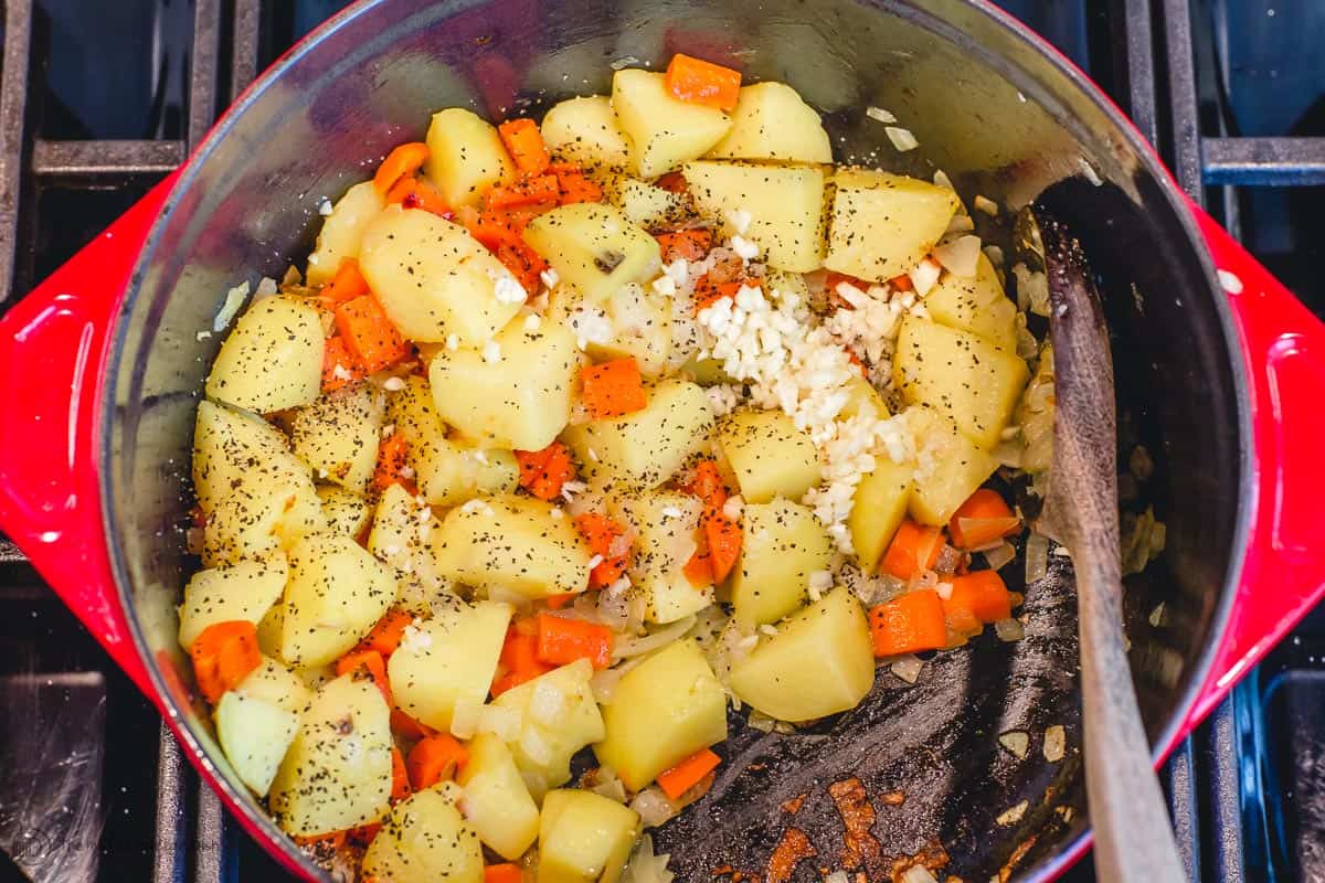 Vegetables being sauteed