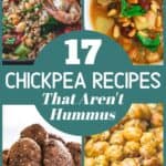 Collage of photos with chickpea recipes