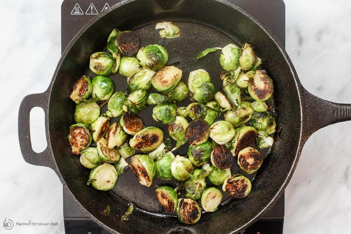 Brussels Sprouts Cooking in pan 