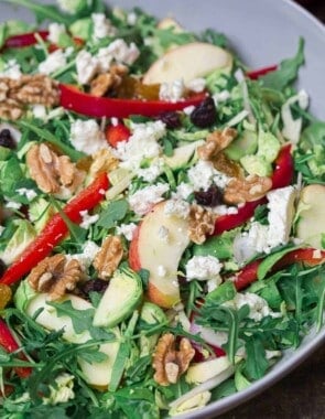 Shaved Brussels Sprouts Salad in a Bowl Ready to Serve!