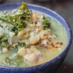 White Bean and Kale Soup served in bowl