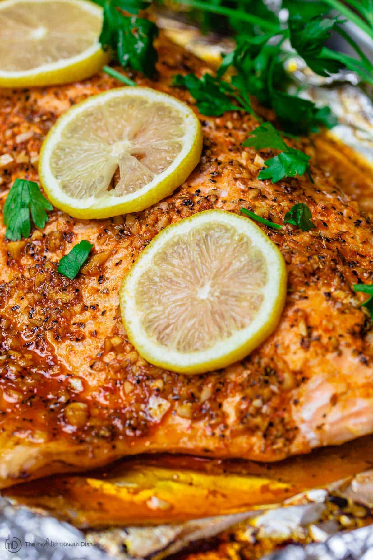 BEST Baked Lemon Garlic Salmon | The Mediterranean Dish