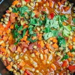 Greek Vegan Black Eyed Peas Recipe with tomatoes and vegetables