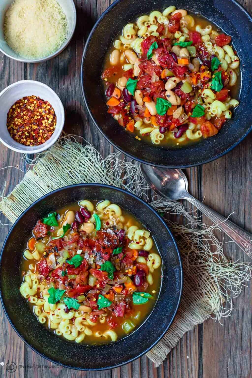 Easy Vegetarian Pasta Fagioli Recipe with Fire Roasted Tomatoes The