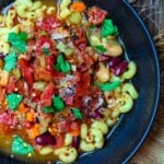 Vegetarian Pasta Fagioli Soup served in bowl