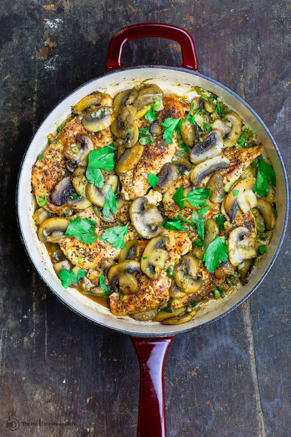 Poulet et champignons à la poêle