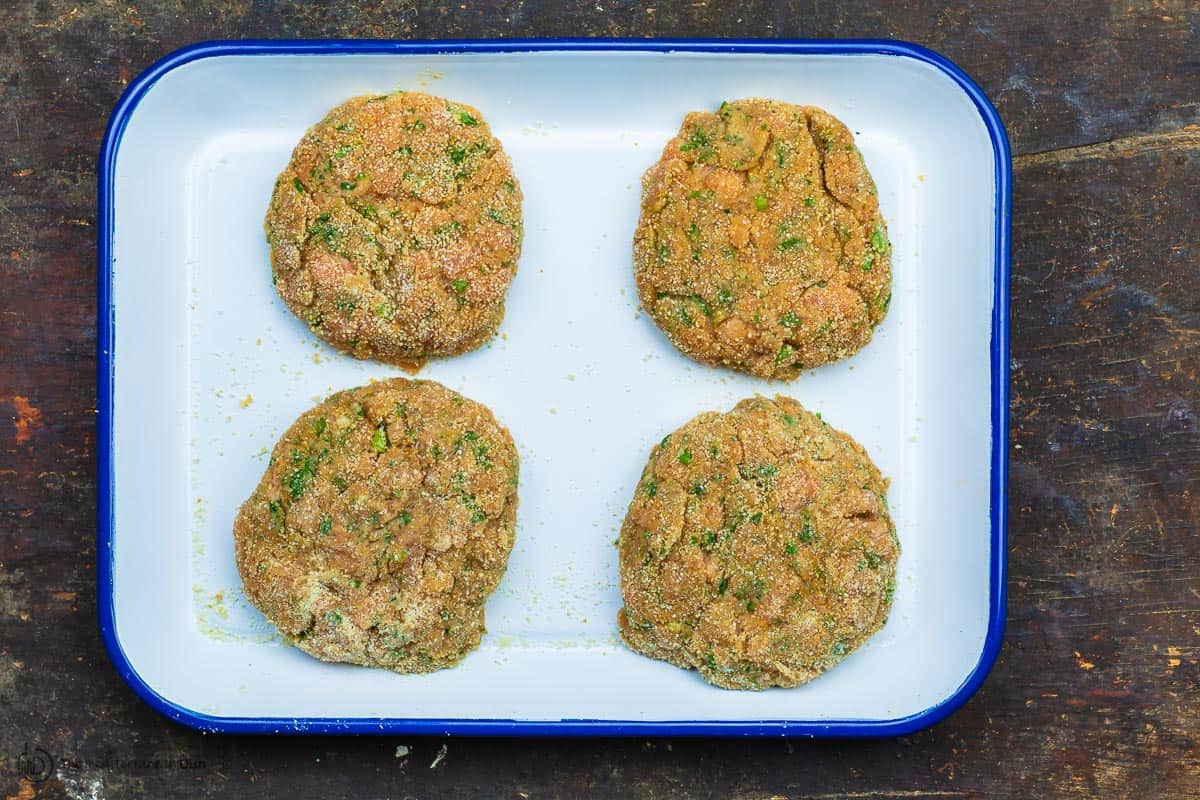 Salmon patties before cooking