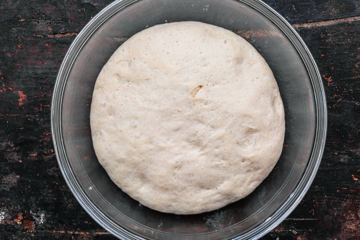 Pita dough risen to double its size