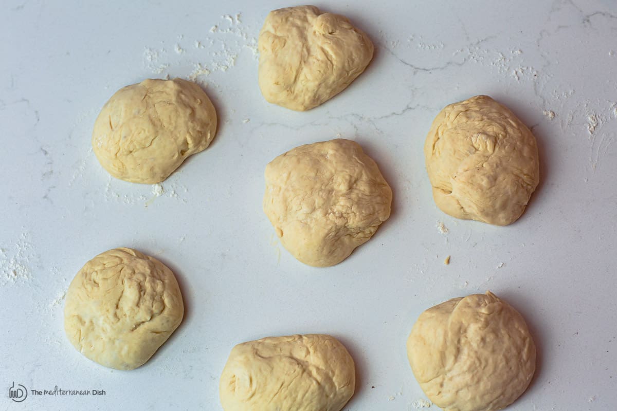 dough divided into 8 balls