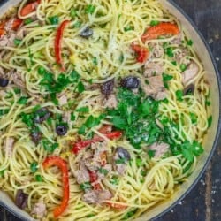 Tuna pasta with peas