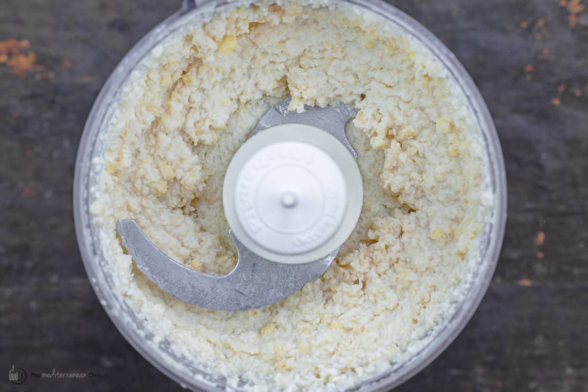 garlic and almond paste in food processor