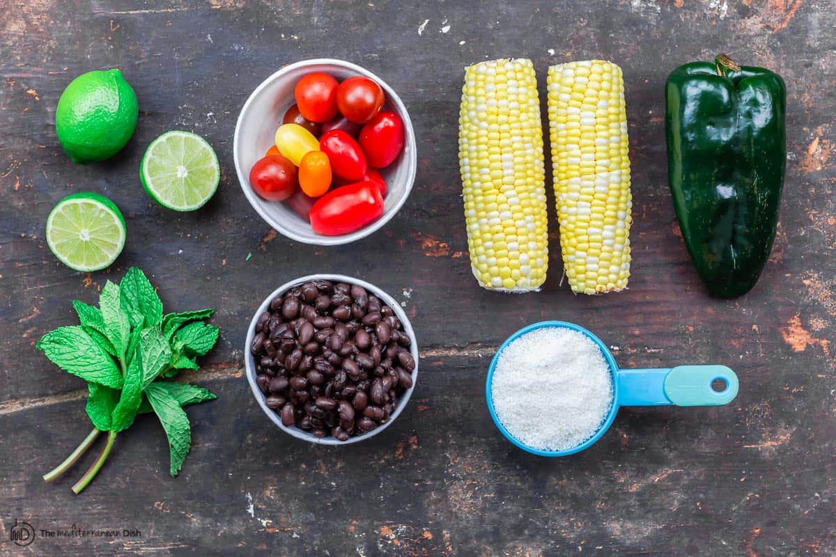 ingredients for black bean salad