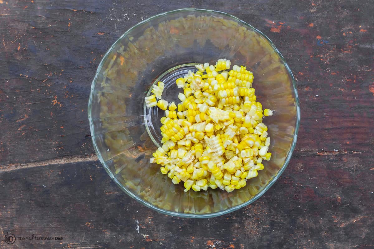 Corn kernels in a mixing bowl