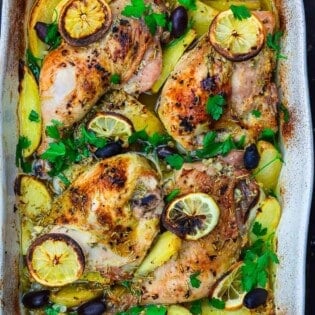 Baked Greek chicken with potatoes