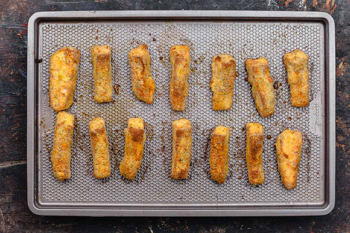 Baked crispy salmon fish sticks