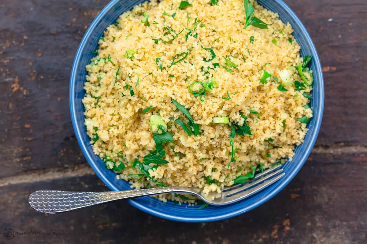 couscous with fresh herbs and scallions