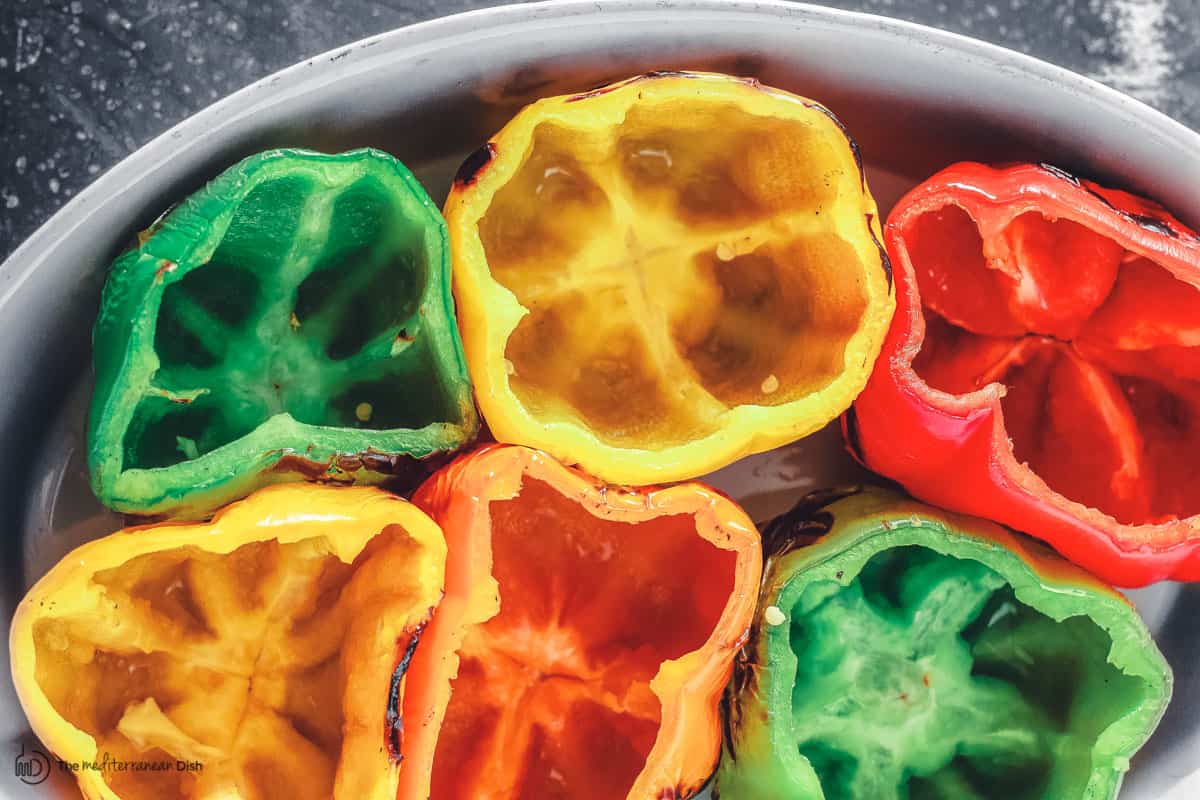 Bell peppers cored and ready for stuffing