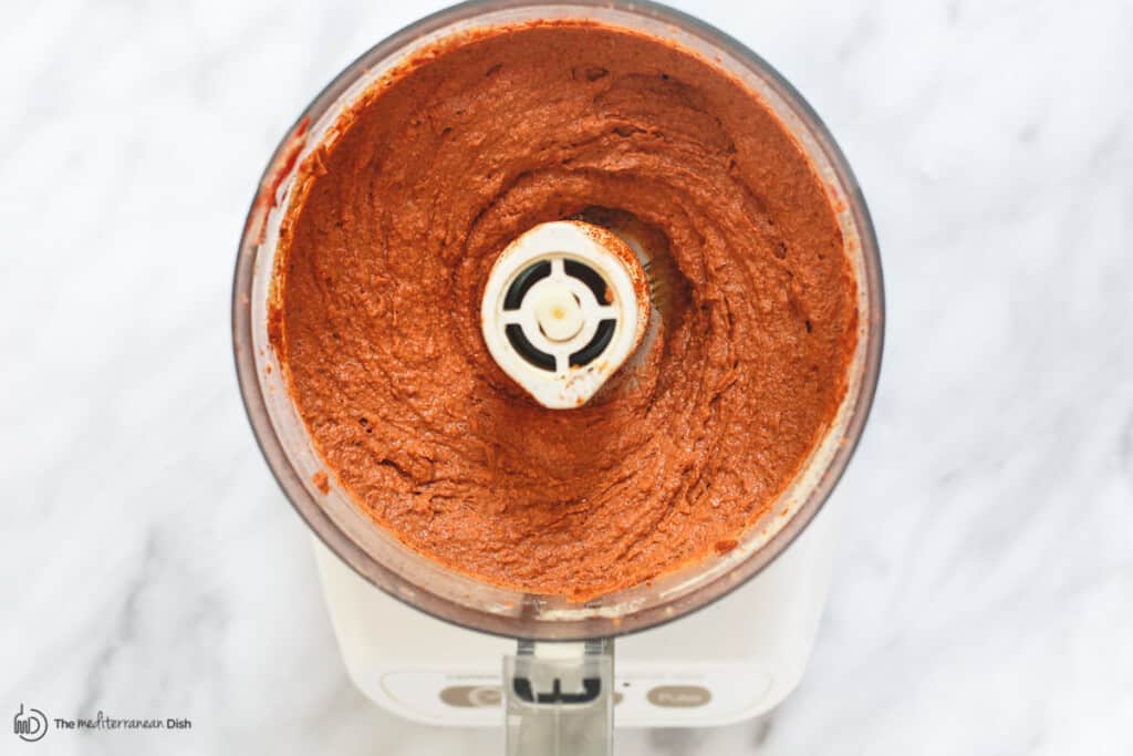 muhammara dip in the food processor
