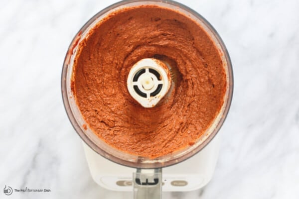 muhammara dip in the food processor