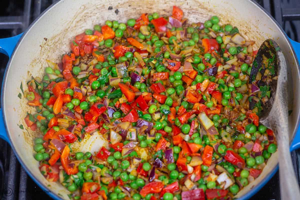 vegetables sauteed in the pan