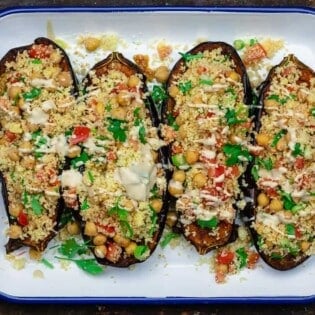 Assembled stuffed eggplant