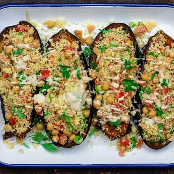 Assembled stuffed eggplant