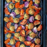 chicken meatballs in baking sheet