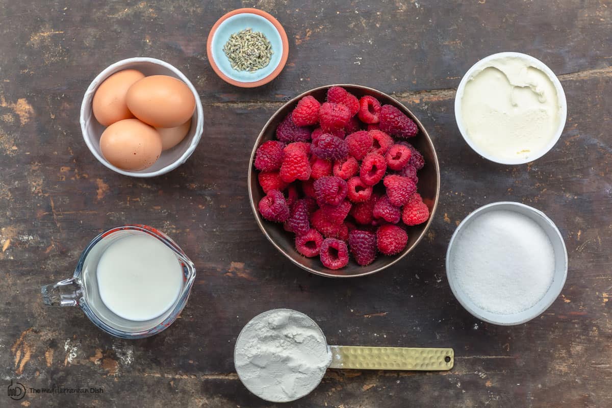 Raspberry clafoutis ingredients