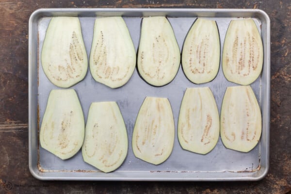 Eggplant sprinkled with salt