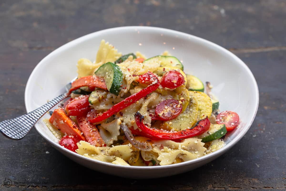 One bowl of pasta primavera