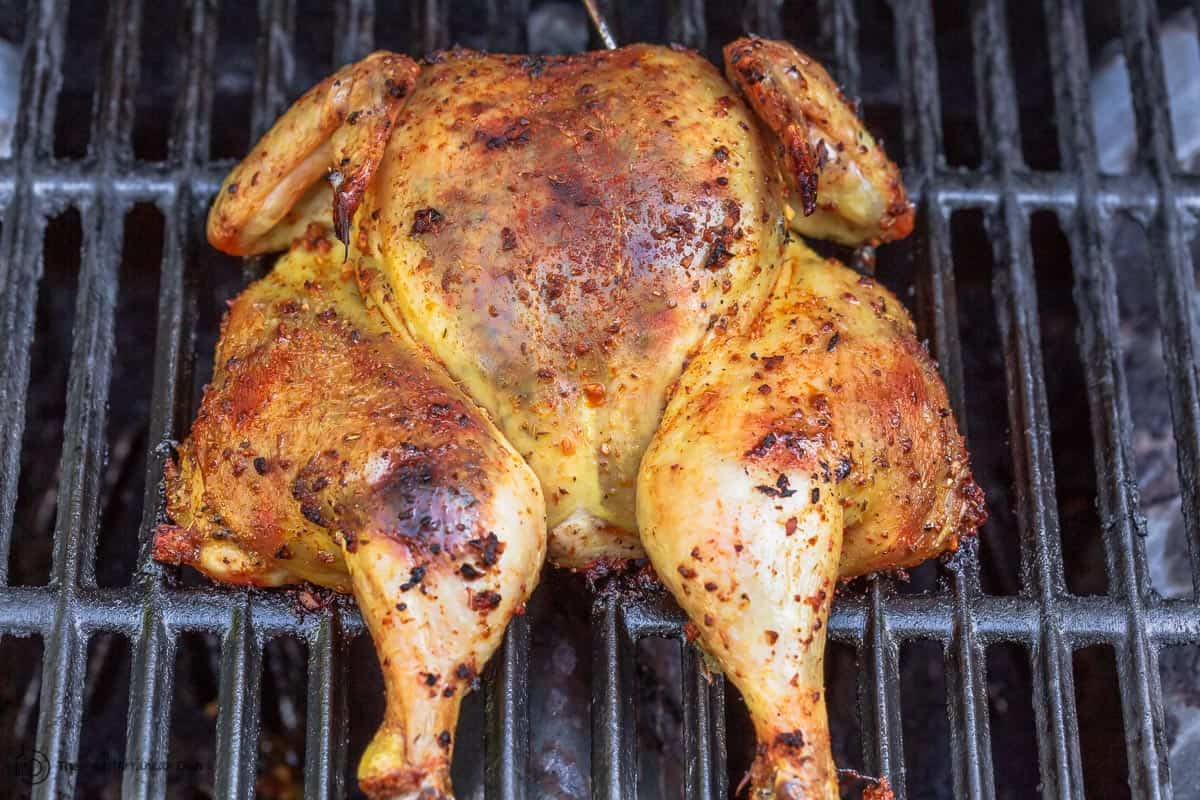 whole chicken on the grill