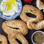Jerusalem bagels with labneh, tomato, za'atar, pickles