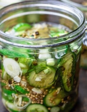 Pickled cucumbers in a jar