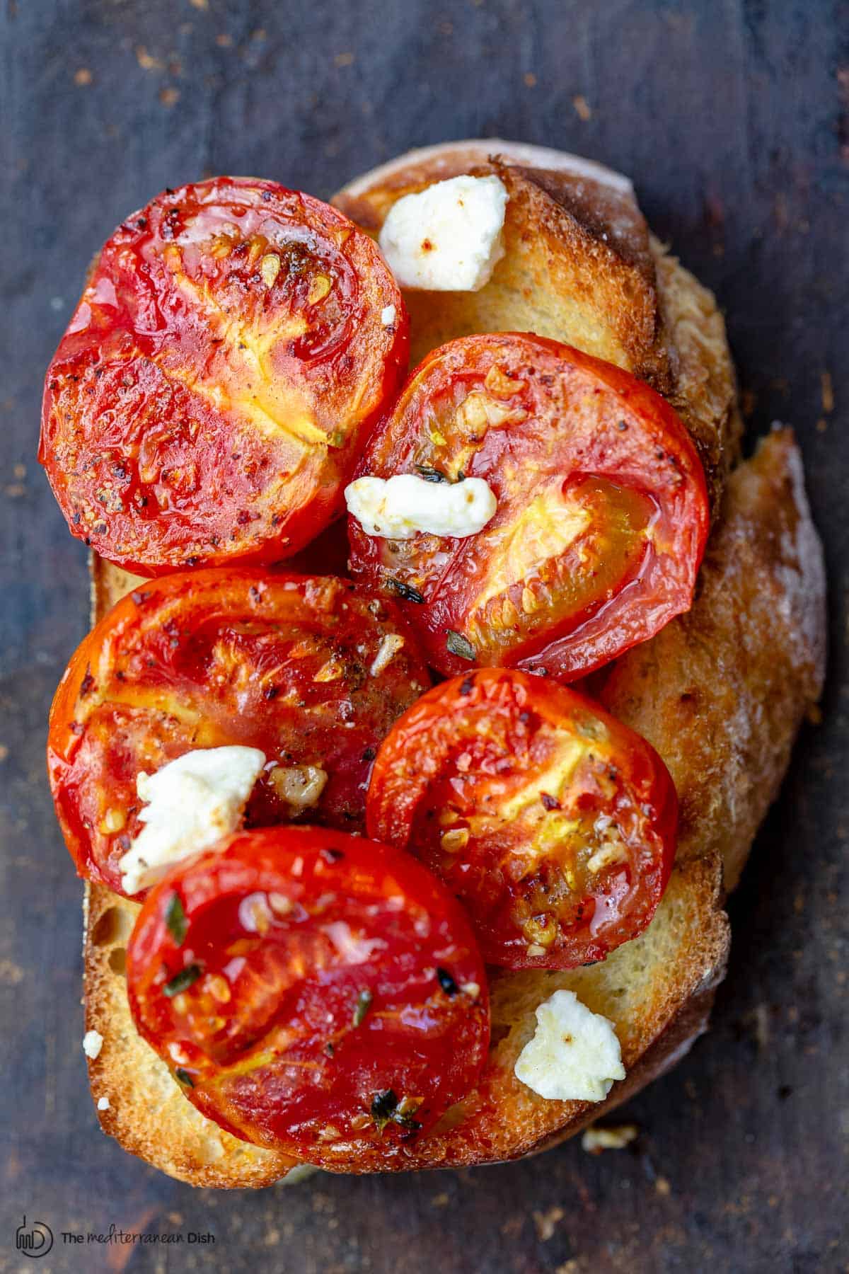 roasted tomatoes over toast