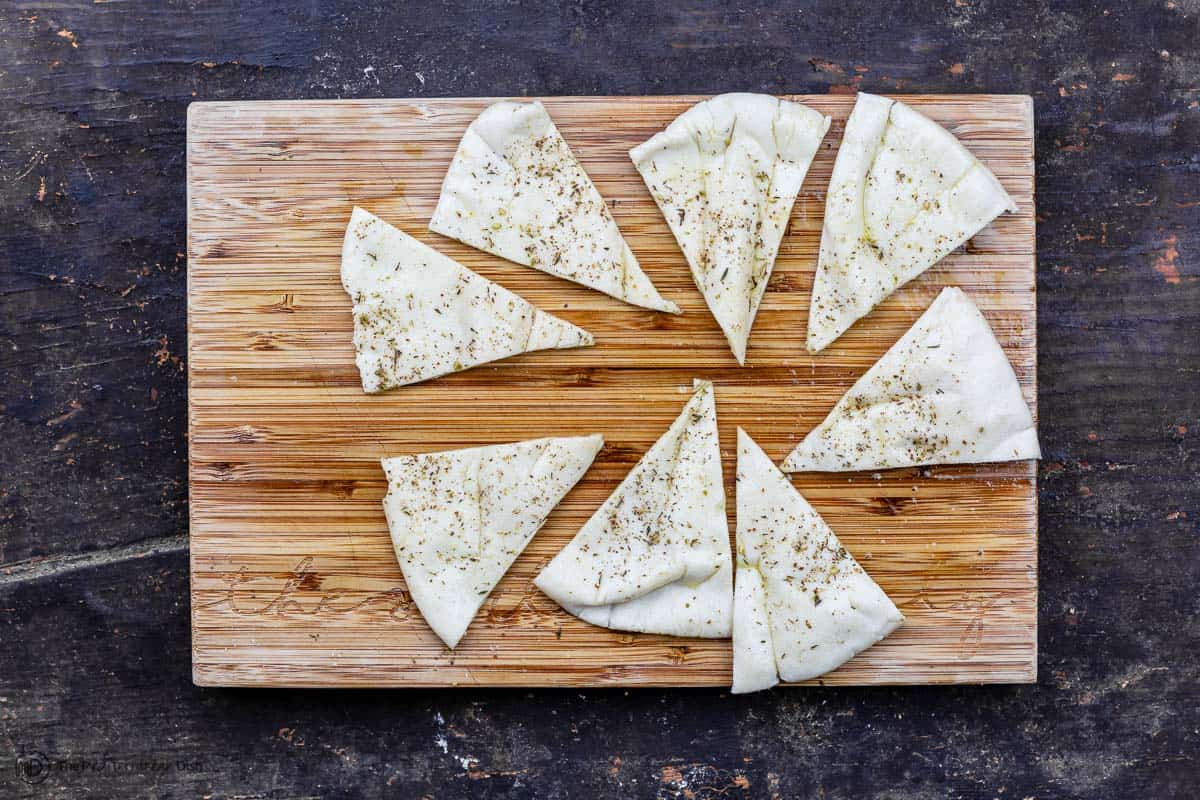 pita cut up into triangles