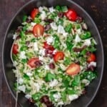 pin image 1 for orzo salad.