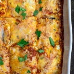 Eggplant lasagna in baking dish