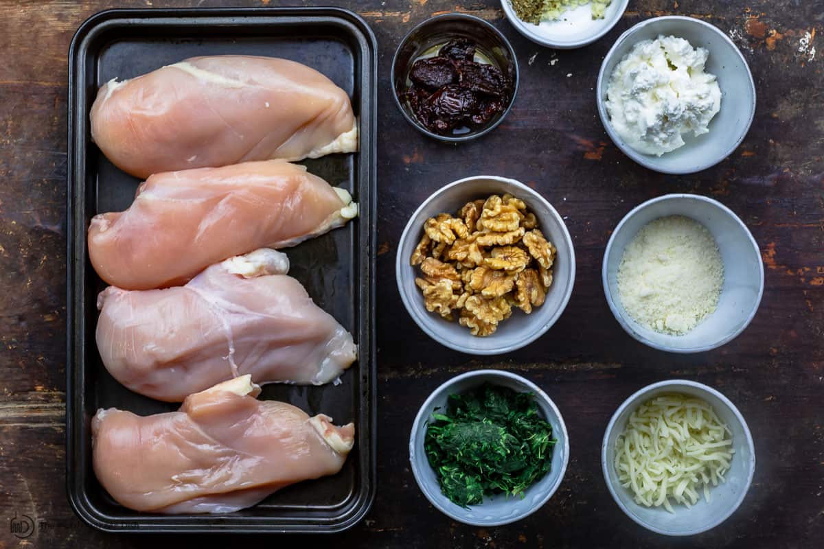 Ingredients for stuffed chicken breast
